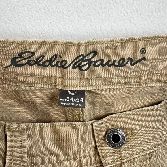 Eddie Bauer Carpenter Pants Work Utility Outdoor Casual Khaki 34x34 - Picture 3 of 10